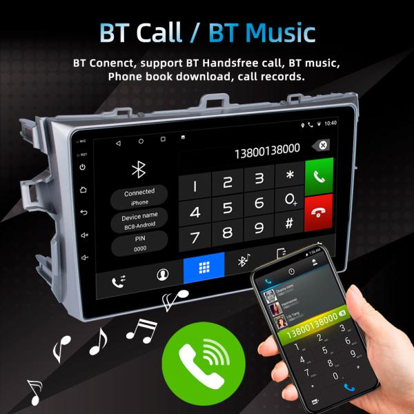 Capacitive Screen Phonelink Android Car Stereo Radio Player For Toyota Corolla 2007-2013