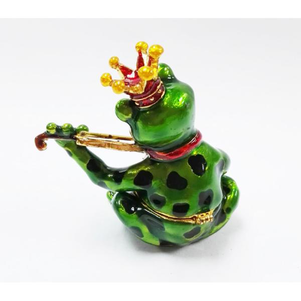 Mini Metal Frog Trinket Box Hinged Hand-Painted Animal Crystal Rhinestone Frog Jewelry Trinket Box Wedding Lady's Gift