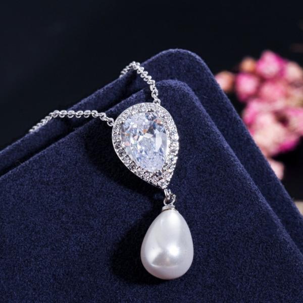 Ladies Luxury CZ Zircon Bridal Wedding Jewelry Sets Exquisite Necklace Earring Set Jewelry For Women