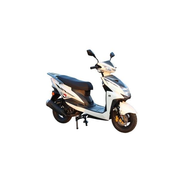 White Plastic Body Gas Powered Moped Scooters Aluminium Wheel Iron Muffler
