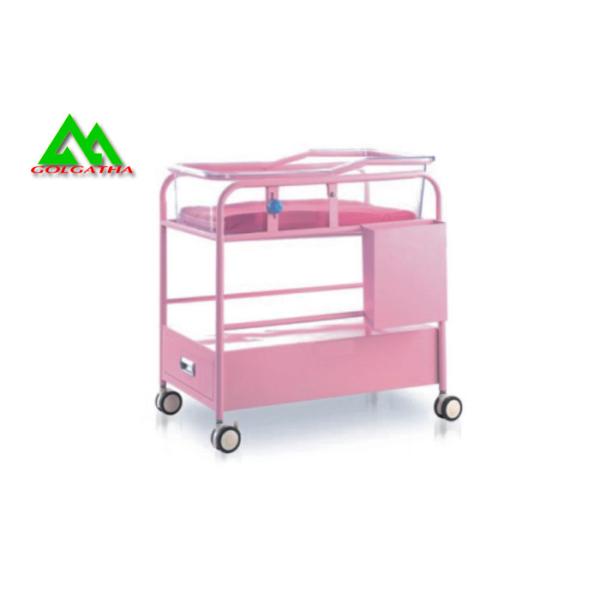 Stainless Steel Infant Hospital Bed , Ward Room Hospital Nursery Cribs Trolley