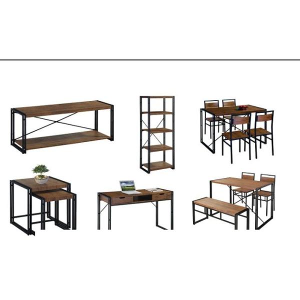 Odm Metal Frame Pine Wood TV Stand Console With Two Tube Storage