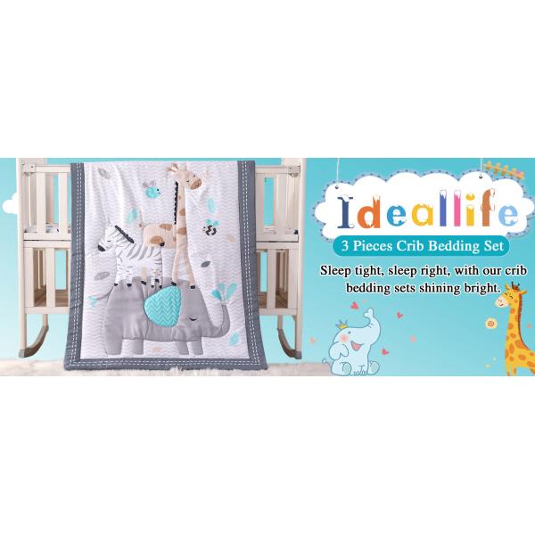 Premium 3-Piece Cartoon Baby Bedding Set , Newborn& Infant Nursery Bedding Set