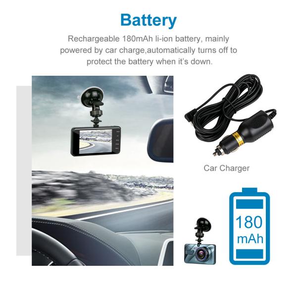 4inch WDR Motion Activated Dashcam Car Dashboard Camera With GPS Dual Lens