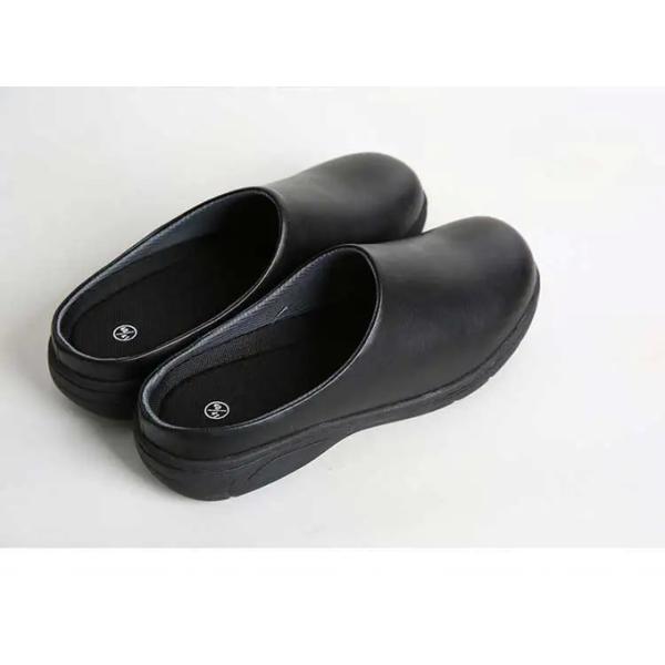 Casual Black Lightweight Nurse Shoes Non Slip Rubber Sole Slippers Waterproof Cowhide Leather Chef Shoes