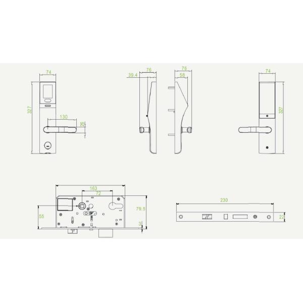 3 inch Touch Screen stainless steel face recognition door lock with mechanical key