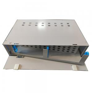 China Grey 48 Port Patch Panel 2U SC Fiber Optic Distribution Box Rotation Type on sale
