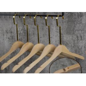 Customized Luxury Wooden Garment Hangers , Heavy Duty Flat Wooden Hangers