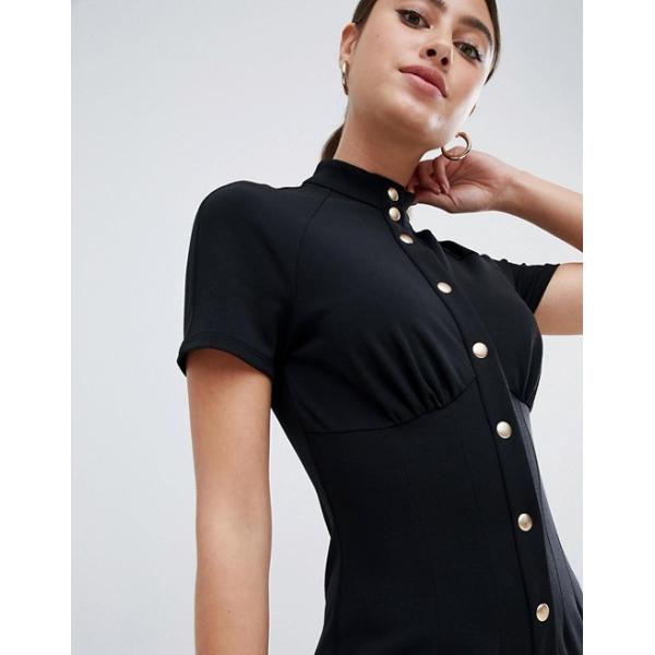 OEM hot sale popper detail and pep hem midi dress