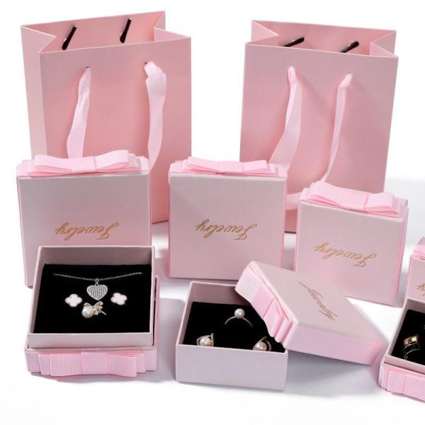 Pink Color Jewelry Gift Box, China Factory Wholesale Luxury Paper Packaging Box with Hot Stamping Custom Logo Printing