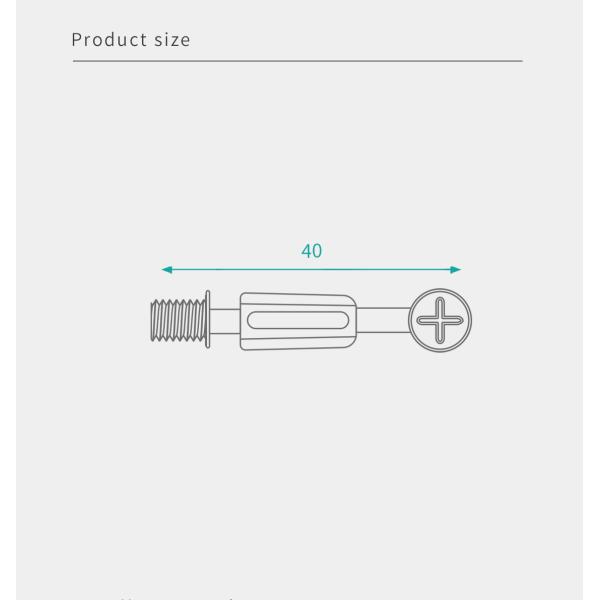 Jh-2168 40mm Length Minifix Connecting Bolts In Cold-Drawn Steel Nylon Black Nickel Plating 40mm Length For 15mm-40mm Panels