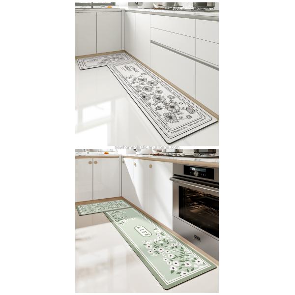 Square Kitchen Floor Mats 45*75cm /45*150cm Waterproof Anti-Slip PVC Bathroom Runner