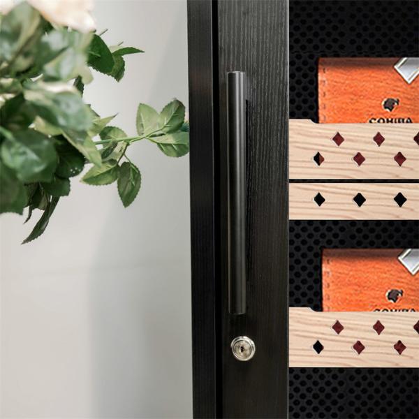 Exquisite Black Wood Cigar Cooler Humidor With Precision Climate Control Exquisite Black Wood Cigar Cooler Humidor With Precision Climate Control