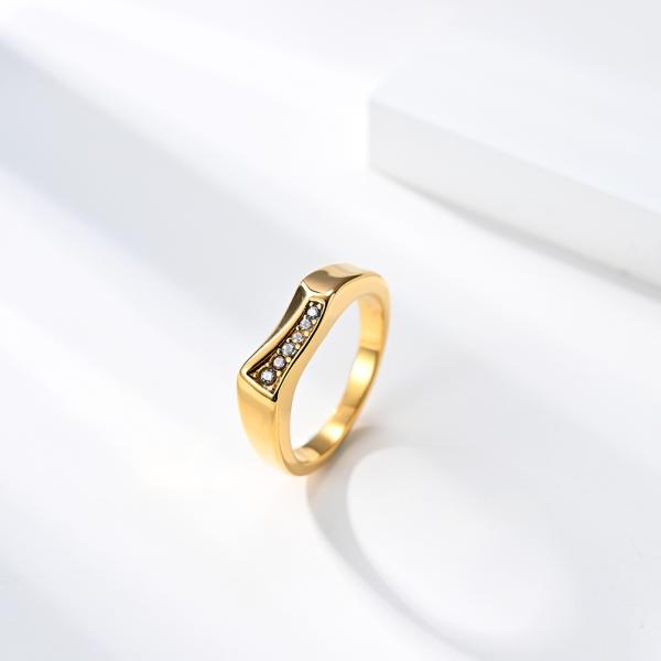 Gold Plated 316 Stainless Steel Ring Jewelry Men Stainless Steel Diamond Ring