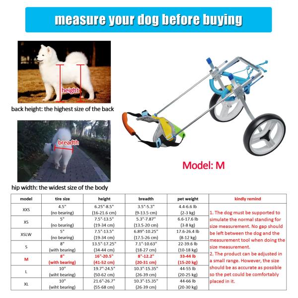 16-20.5'' Disabled Dog Hind Leg Wheelchair Small Doggie Wheelchair