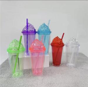 China Double Wall Plastic Acrylic Insulated Tumbler With Lid And Straw on sale
