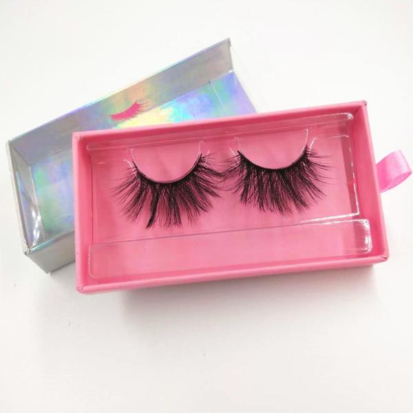 Holographic Paper Flip Top Eyelash Magnetic Box With Ribbon Handle