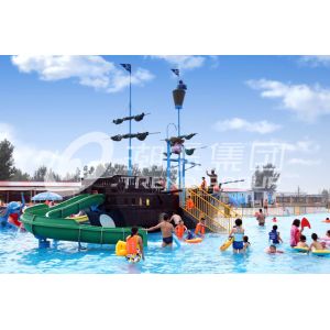 Customized Fiberglass Pirate Ship / Strong Aqua Splash Water Park Equipment