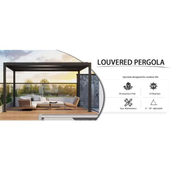 Waterproof Outdoor Bioclimatic Awning Rainproof Luxury Modern Electric Pergola Aluminum Shutters Gazebo