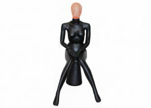 Cheap Shiny Black Female Shop Display Mannequin Faceless Sitting Style With Head wholesale