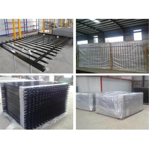 Powder Coated Black Wrought Iron Ornamental Fence Easy Installation