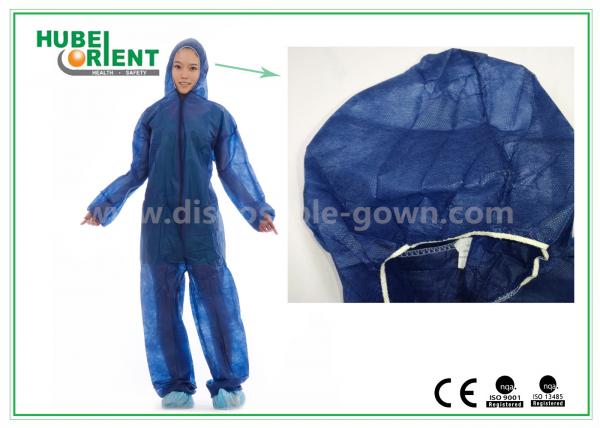 Quality Disposable Non woven long sleeve coveralls With Elastic Wrists and Ankles , Size custom for sale