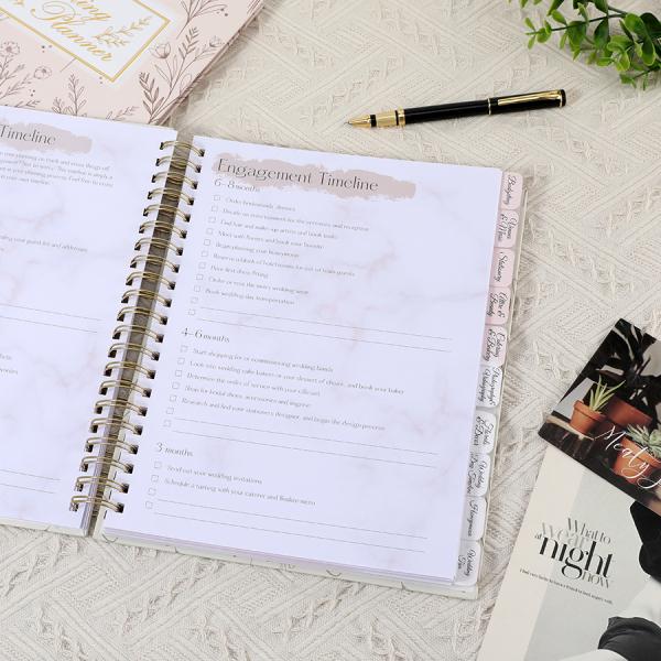 Custom A4 A5 Spiral Journal Paper Notebooks Diary Journal Wedding Planner for Women