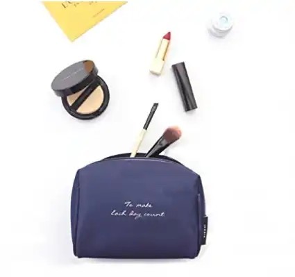 Waterproof Washable Travel Nylon Cosmetic Bag Plain Toiletry Zippered Makeup Bag