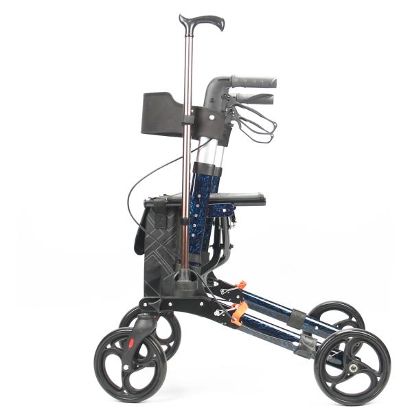 Foldable Aluminum Shopping Walker Walking Aid With Bag Crutch Place Holder Wire Brake Handle