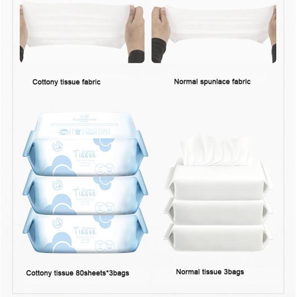 OEM / ODM Face Cleaning Wet And Dry Wipes , 100 Pure Cotton Dry Wet Tissue