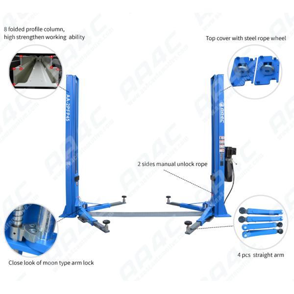 10000lbs Floorplate 2 Post Car Lift Car Parking Auto Two Post Lift 4.5T 8 Folded Profile Hydraulic