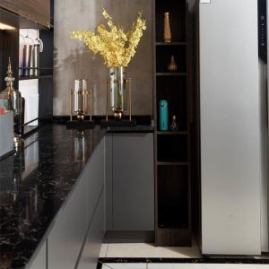 Cheap Small Kitchen Membrane Pressure Plate MDF Design Modular Kitchen Cabinets wholesale