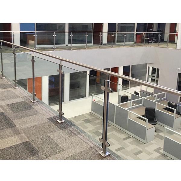 Stainless Steel / Aluminum Handrail Glass Balustrade Easy Maintenance