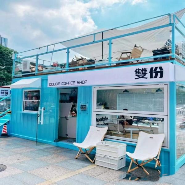 Prefabricated Steel Sandwich Panel Container House For Coffee Shop Modern