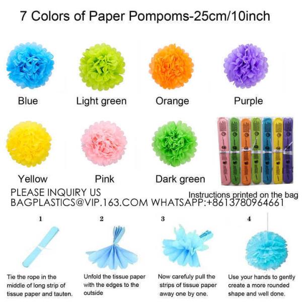 Paper Birthday Banner Tissue Paper Honeycomb Pom Pom Happy Birthday Party Decorations