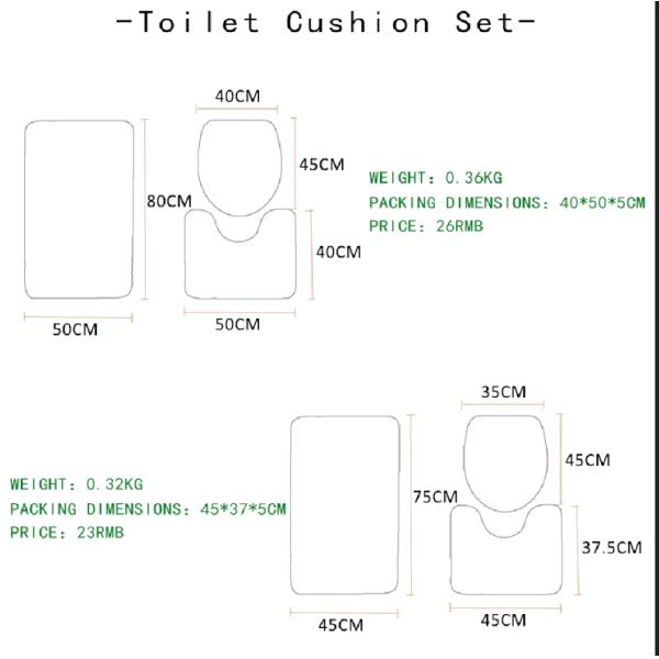 Crystal Glitter Colorful 3 Piece Toilet Tank Cover Set Polyester Fiber
