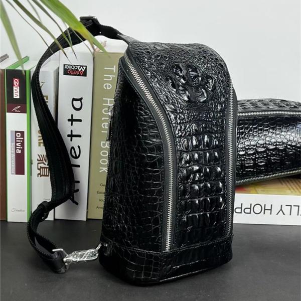Authentic Crocodile Skin Men's Casual Chest Bag Small Travel Purse Genuine Exotic Alligator Leather Male Crossbody Bag