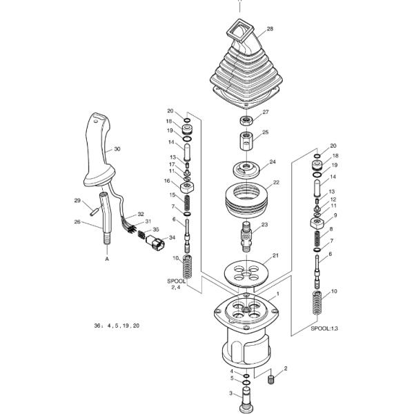 JA2M5017A Plug Valve Pusher For Doosan Remote Control Valve S80GOLD
