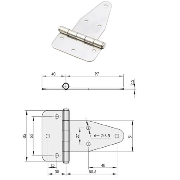 180 Degrees Marine Heavy Steel Door Hinges T Thin Open