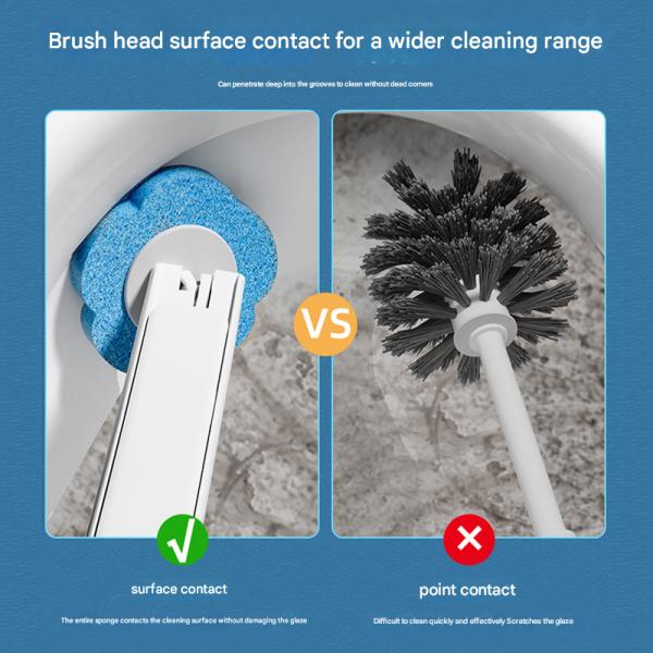 Toilet brush - disposable replaceable brush head - bathroom cleaning brush set - home wall-mounted cleaning toilet
