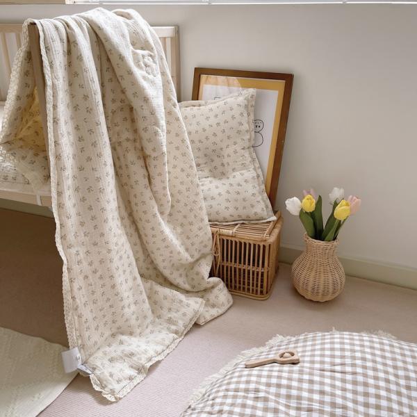 Super Soft Breathable Floral Muslin Baby Crib Comforter Blanket And Quilt Cotton Lightweight