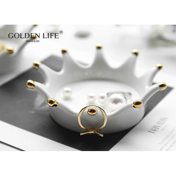 Ceramics Gold Plating Crown Disc Fashion Creative Personality Jewelry Storage Dish Storage Dish Cake Plate Snack Tray Ce
