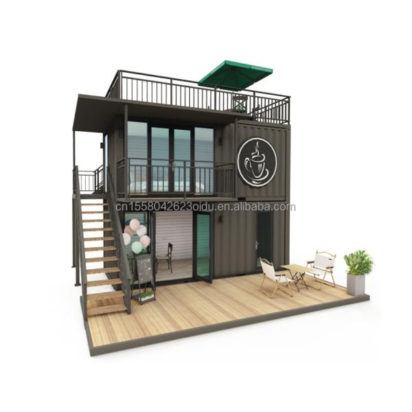Modern Design Style Double-Storey Steel Sandwich Panel Outdoor Container Bar Coffee Shop for Food Beverage Business