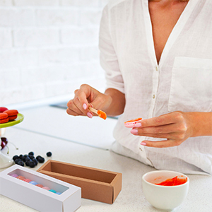 Macaron Boxes,Brown Kraft Macaron Boxes With Clear Display Window,Macarons Container Packaging Boxes Mini Cupcakes