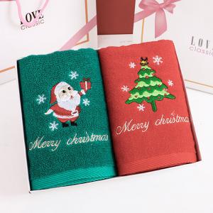Cheap Christmas Embroidered Hand Towel Set 100% Cotton Bath Towels in Gift Box for Everyone wholesale