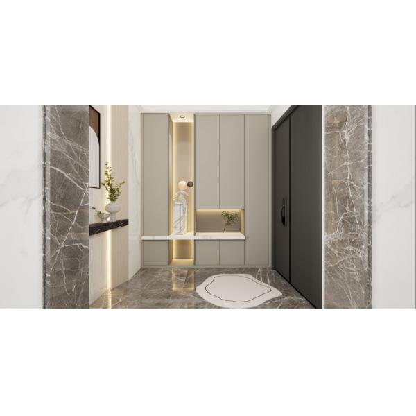 Mint Green Stainless Steel Entryway Storage Cabinet With Central Display Space