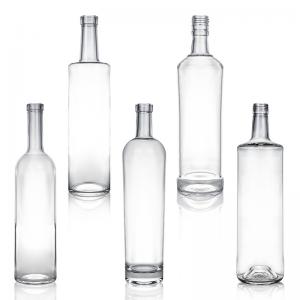 Cheap Direct Sell Glass Bottle with Lid for Rum Vodka Whisky Tequila Gin Clear or Customized wholesale