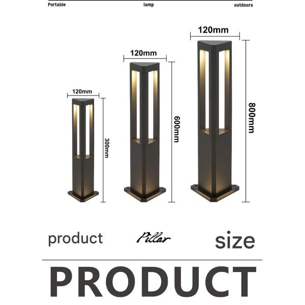 JYLIGHTING Customized 300MM 600MM 800MM Outdoor Aluminum LED Bollard Light 7W 12W Garden Solar Powered Pillar Landscape Lighting Modern Wall Light