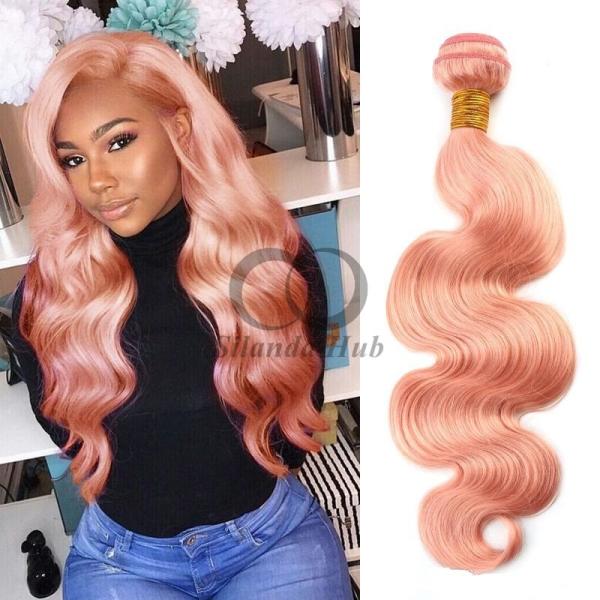 Pink Body Wave Remy Human Hair Bundles Sew In Weave Bundles Brazilian Bundle Deals