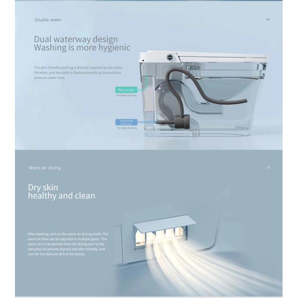 Floor Mounted Intelligent Toilet Bowl Water Bidet 350mm Trap Bathroom